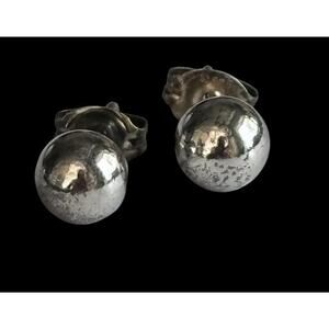 Vtg 6mm Solid Sterling Silver Round Stud Earrings 925